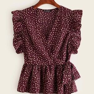 SHEIN ruffle sleeve wrap top